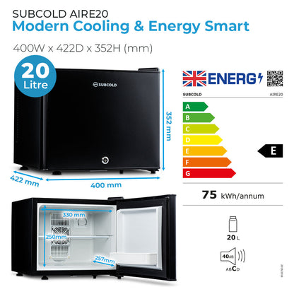 Subcold Aire20 LED Mini Fridge - Black | Refurbished