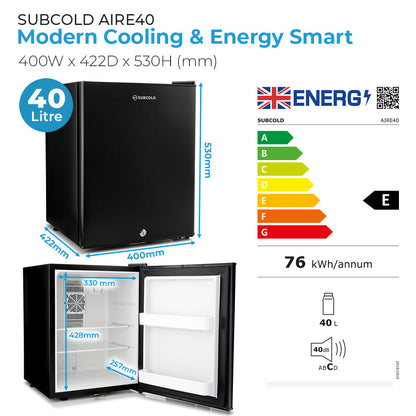 Subcold Aire40 LED Mini Fridge - Black | Refurbished